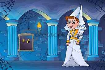 Medieval lady in haunted castle