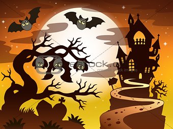 Theme with Halloween silhouette 2