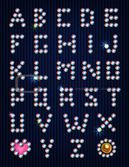 Diamond rhinestones light pixel alphabet
