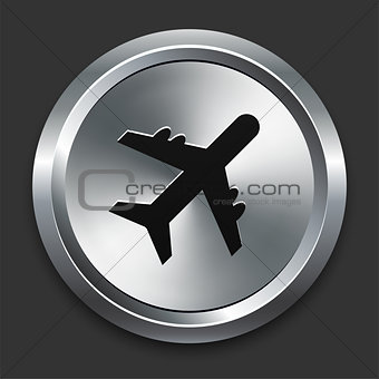 Airplane Icon on Metallic Button Collection