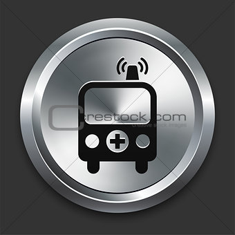 Ambulance Icons on Metallic Button Collection