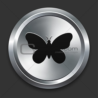 Butterfly Icon on Metallic Button Collection