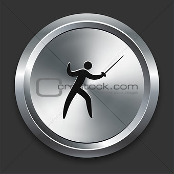 Fencing Icon on Metallic Button Collection