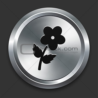 Flower Icon on Metallic Button Collection