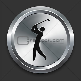 Golf Icon on Metallic Button Collection
