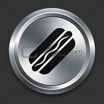 Hot Dog Icon on Metallic Button Collection