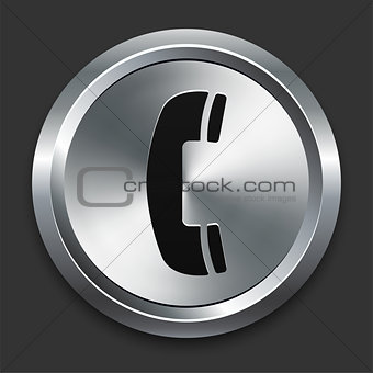 Phone Icon on Metallic Button Collection