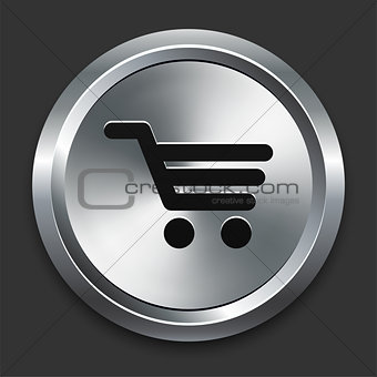 Shopping Cart Icon on Metallic Button Collection