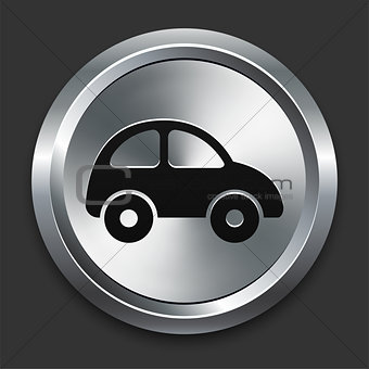 Car Icon on Metallic Button Collection