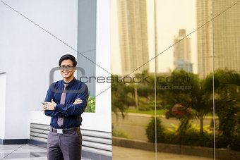 Portrait proud happy confident asian office worker