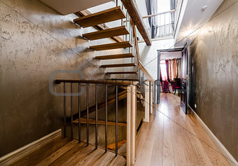 Wooden stairway in home