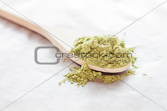 Spoon of green tea powder 