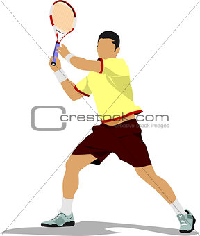 Tennis player.  Colored Vector illustration