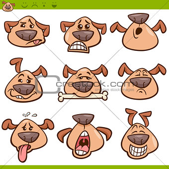 dog emoticons cartoon illustration set