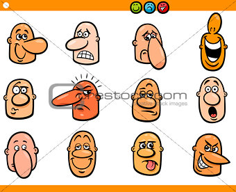 cartoon people emoticons heads set