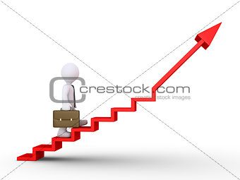 Businessman climbing stairs of success