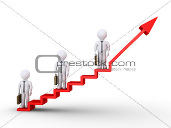Businessmen standing on stairs of success