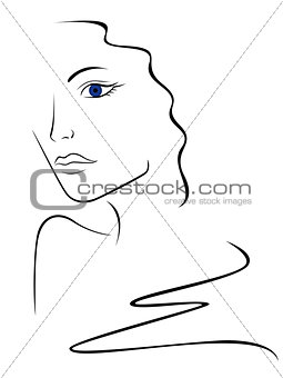 Sketch contour of woman head