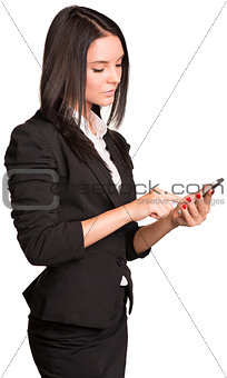 Beautiful businesswomen in suit using smart phone
