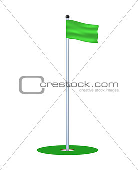 Golf hole with green flag