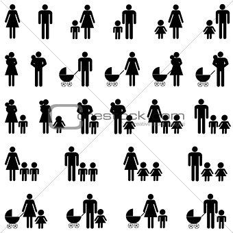 Single parent family icons