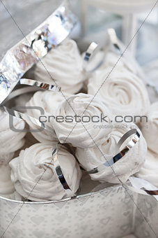 Homemade zephyr (marshmallows) in a gift box