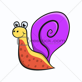 Cute cartoon snail isolated on the white