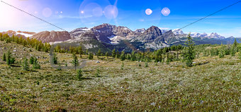 Panoramic view of mountains in Banff national park, Alberta, Can