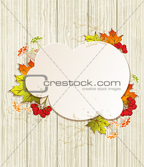 Background with leaves and red viburnum