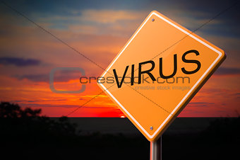Virus on Warning Road Sign.