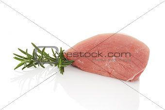 Raw pork meat on white background.
