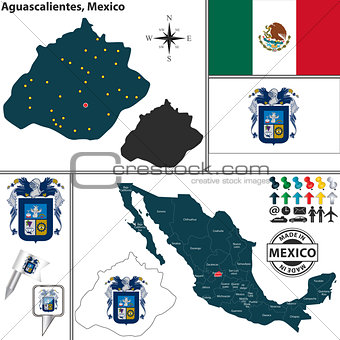 Map of Aguascalientes, Mexico