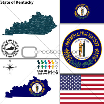 Map of state Kentucky, USA