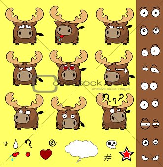 reindeer ball cute cartoon set