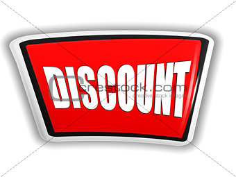 discount in 3d red banner with white letters