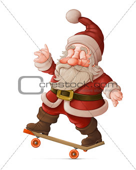 Santa Claus on skateboard
