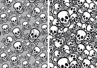 Skulls seamless patterns, vector
