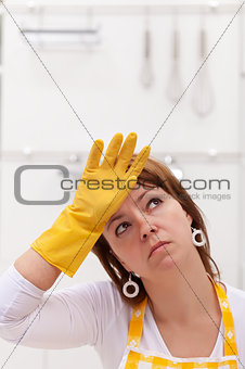 Woman tired of home chores