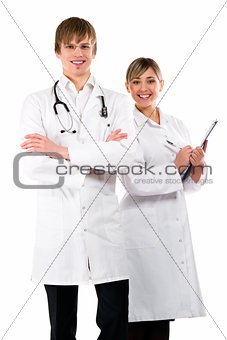 Medical team of doctors, woman and man