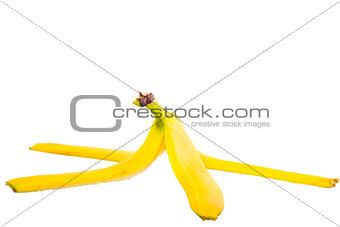 empty skin of a banana on white background