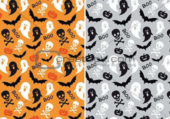 Halloween seamless patterns, vector