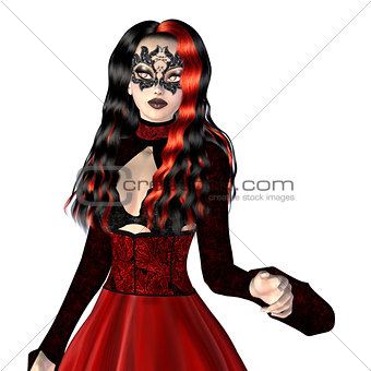 Gothic woman in red dress
