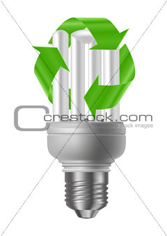 Energy saving bulb with recycle sign