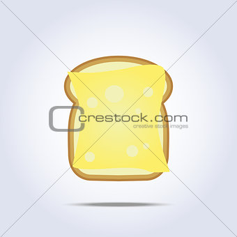 White bread toast icon with cheese