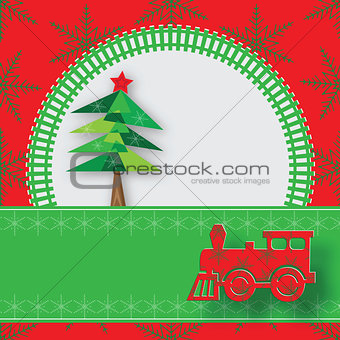 New Year image with railway and steam locomotive.