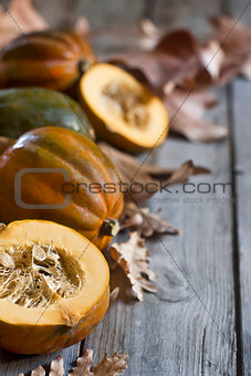 Decorative pumpkins background