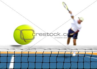 Tennis Ball Serve over The Net