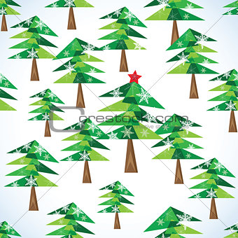 Green Christmas fir trees seamless background.