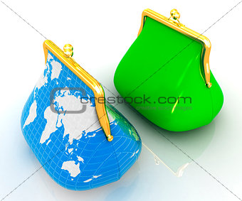 Purse Earth and purses. On-line concept
