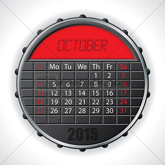 2015 october calendar with lcd display